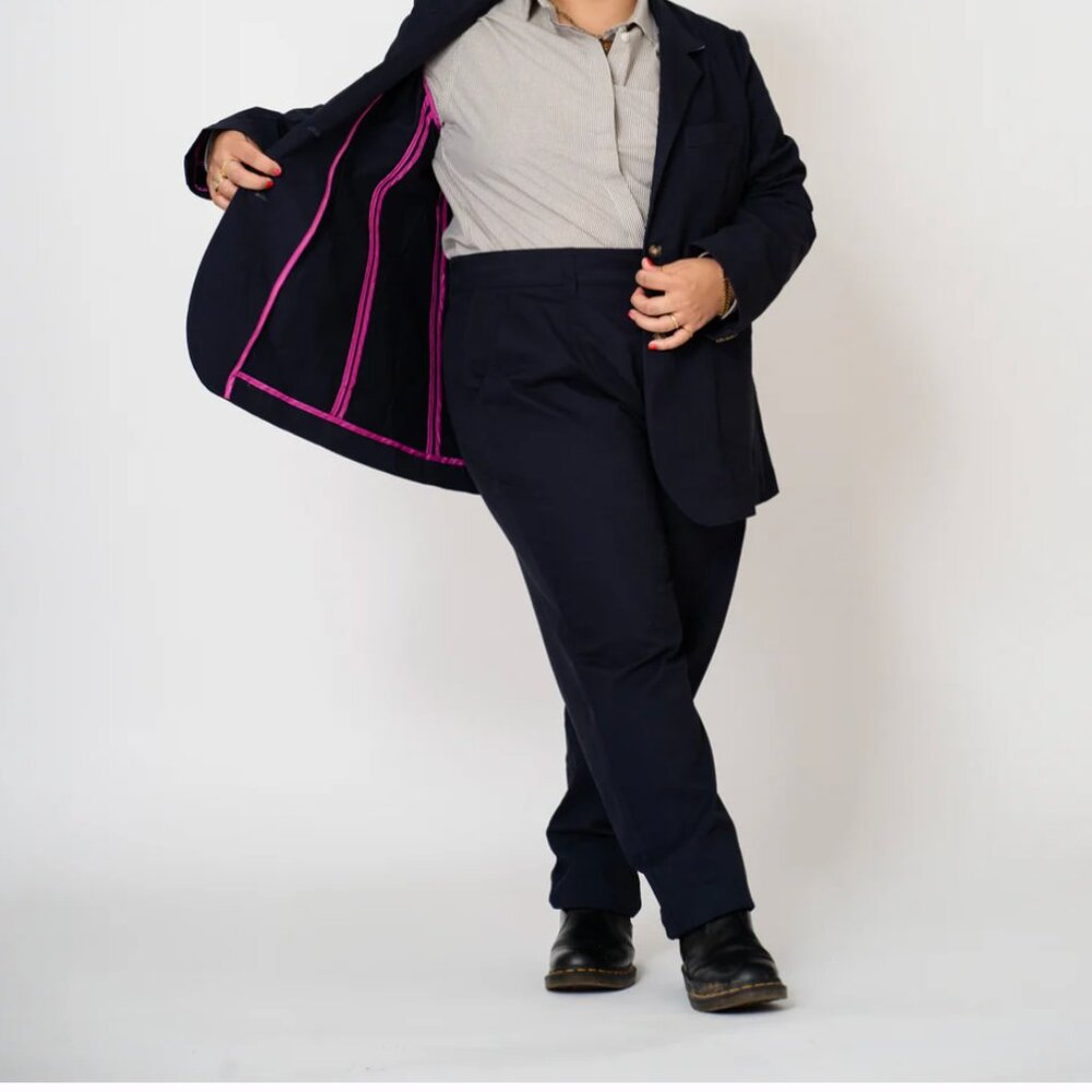 Peau De Loup Non-Binary Fit Dark Navy Chino Trousers Size 10